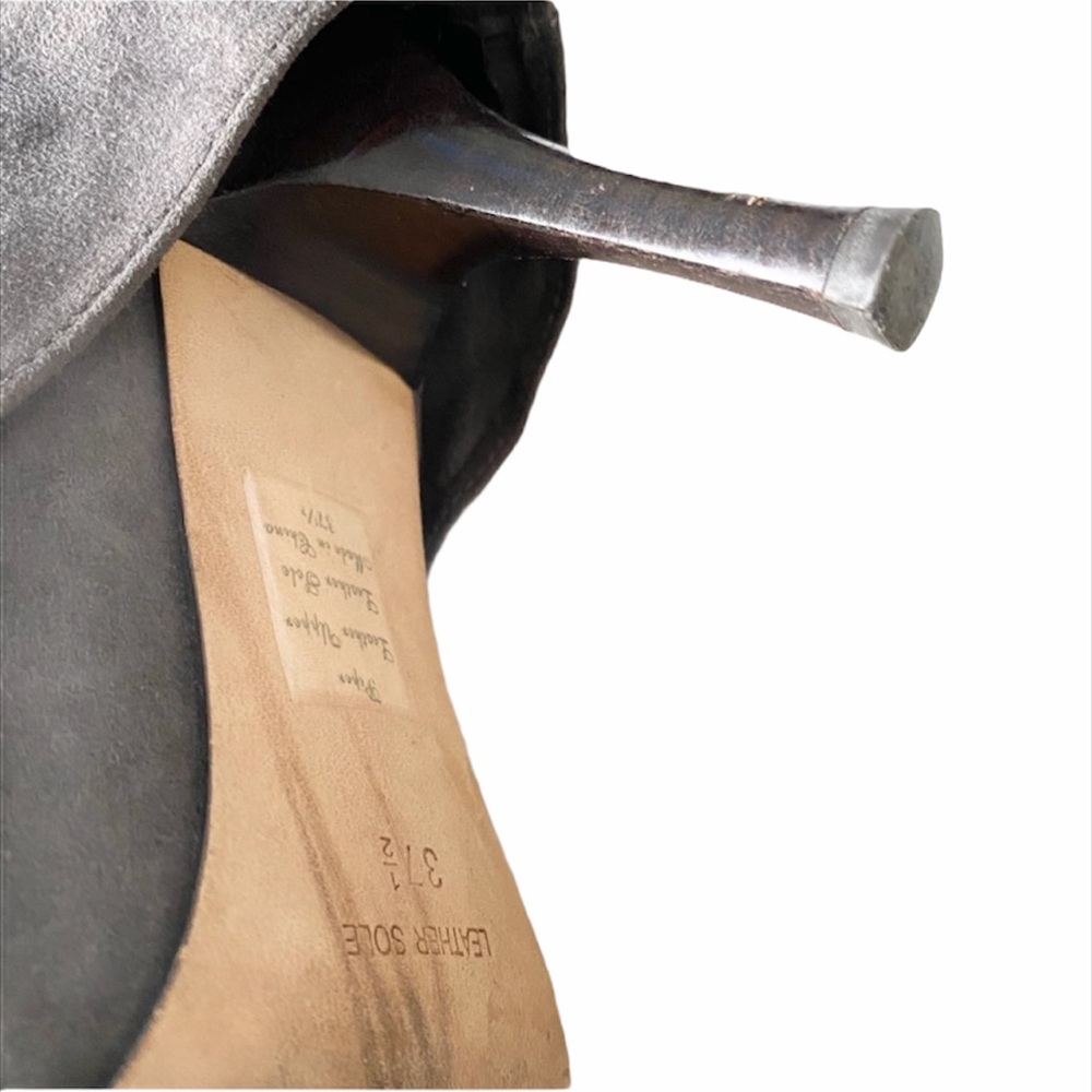 Tracy Reese ᪥ Piper Suede Heeled Ankle Bootie ᪥ Ribbon Detail ᪥ Gunmetal ᪥ 7M - Picture 8 of 10